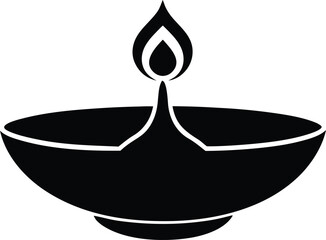 Indian festival of lights symbol, deepavali diya graphic for cultural event poster or invitation design