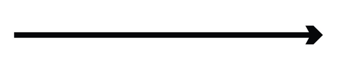 Thick Black Horizontal Arrow Pointing Right Simple Direction Sign or Next Navigation Icon Graphic