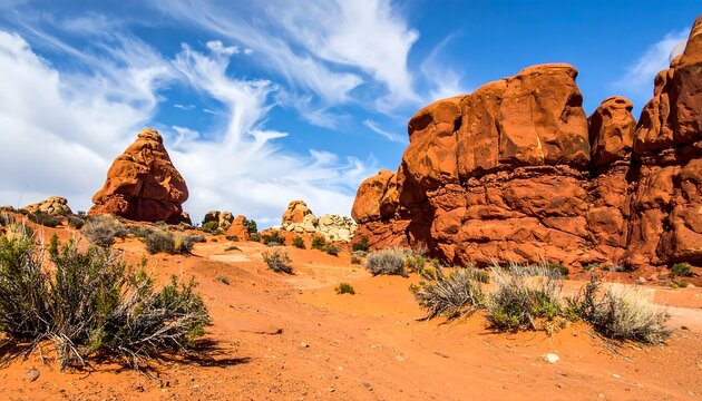 Arches National Park - A Desert Landscape of Red Rock Formations.
