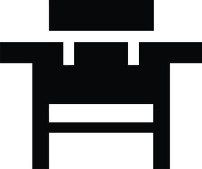 Simplified chair silhouette showcases a modern minimalist furniture icon in solid black against white