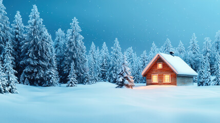 Winter town and cozy house create sense of calm and peace in snowy landscape