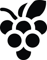 Elegant grape silhouette showcases simple, circular fruit forms with stem and leaf is visible