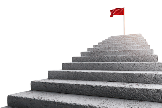 Luxury red carpet spiral stairway to the sky achievement concept.