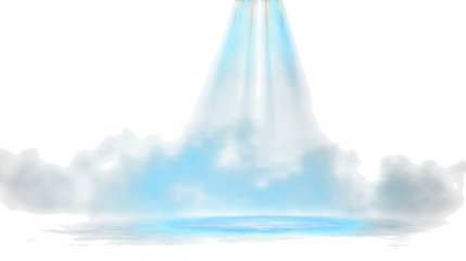 Water fountain spraying high into the bright blue sky with white clouds.