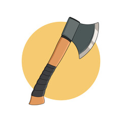 Wooden axe with rubber wrapped handle. Vector design
