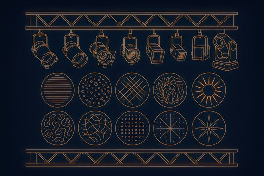 Artistic representation of various lighting fixtures and patterns showcasing innovative design in a captivating layout emphasizing modern aesthetics and creative visual elements