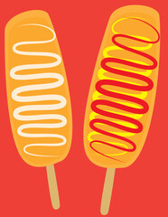 A vector art of Korean Corn Dogs or Hot Dogs. 