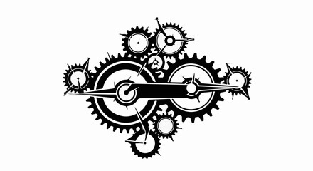 Intricate steampunk gears and clockwork mechanism in monochrome