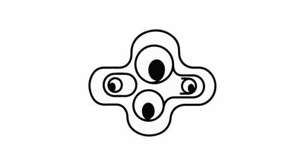 Abstract illustration of multiple curious eyes observing from a unique, organic shape.