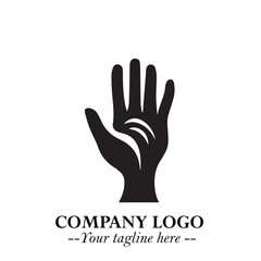 Fototapeta premium Minimalist Black Hand Logo Symbol on White Background in Clean Modern Silhouette Style