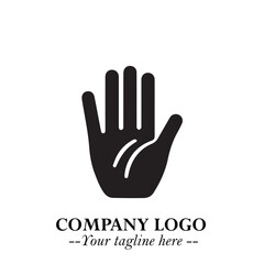Minimalist Black Hand Logo Symbol on White Background in Clean Modern Silhouette Style