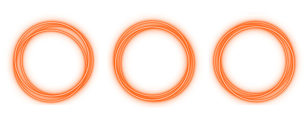 Orange circle random frame lines set neon lights colorful shaped object elements isolated on white background