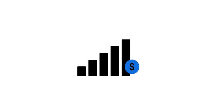 Animated of graph chart icon with dollar sign.suitable for business and finance concepts. Motion graphics of business concept.