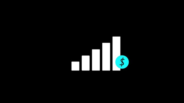 Animated of graph chart icon with dollar sign.suitable for business and finance concepts. Motion graphics of business concept.