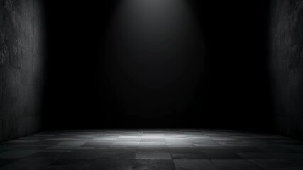 Dark Industrial Room With Spotlight On A Concrete Floor And Textured Walls - Powered by Adobe