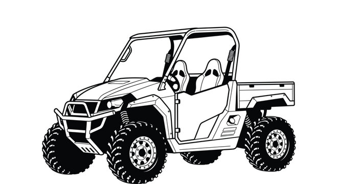 Utv side by side vector outline drawing illustration clipart art
