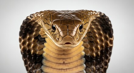 King cobra with hood raised close-up