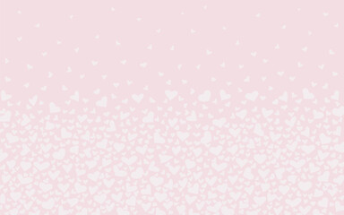 Confetti hearts on a light pink background. A romantic backdrop for a holiday, Valentine's day, wedding. Vector holiday illustration for design, postcards, greetings, invitations, banners