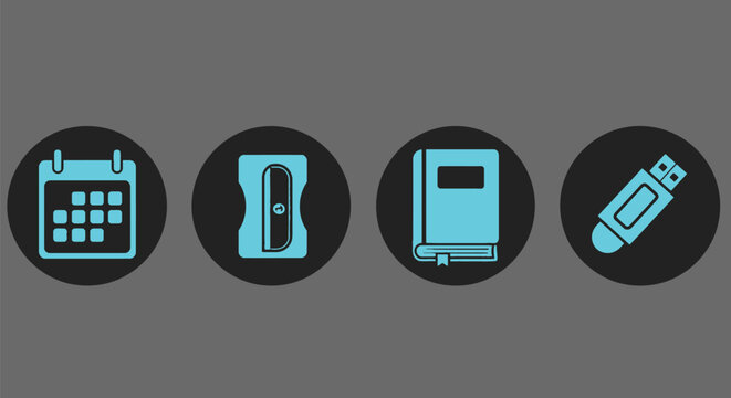 Icons calendar book sharpener usb drive education learning tools