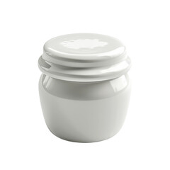 Glossy White Jar on Black Background Minimalist Design Container Mockup Clean Aesthetics Studio Shot