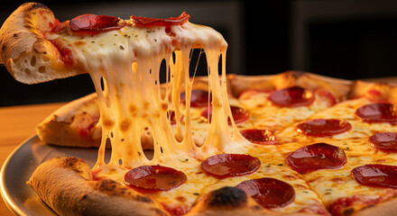 Stretchy Cheese Pull Pizza Slice