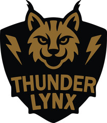 Thunder lynx mascot logo design fierce wild animal head icon emblem badge sports team insignia concept art