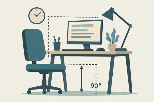 Ergonomic home office setup showcasing a stylish desk with a computer chair desk lamp and plant emphasizing productivity comfort and modern design aesthetics