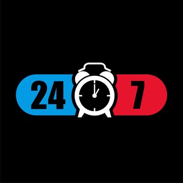 24 7 open service concept icon isolated on black background