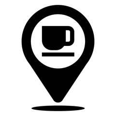 Caffe location with a cup icon inside the navigation pin