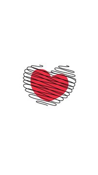 animation of Red heart with black scribble lines around it.
