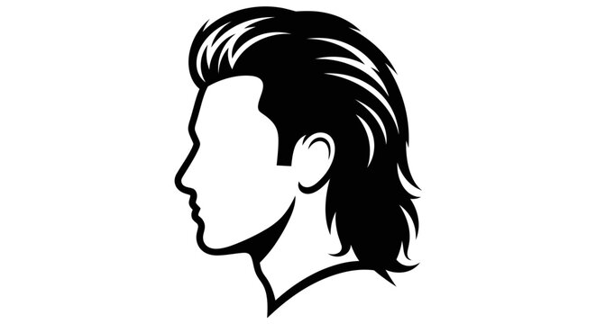 Man with mullet hairstyle vector illustration silhouette style
