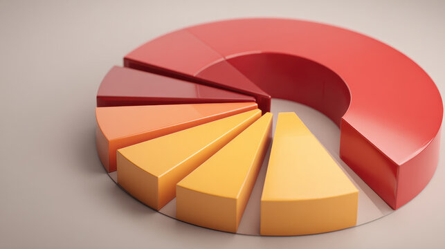 Pie chart data analytics infographic glossy 3D shape gradient Clean pie chart with glossy