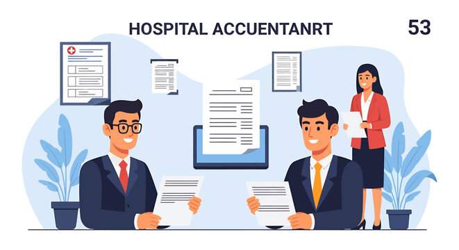 Professional team of hospital administrators and accountants in a business meeting, analyzing medical billing and planning for future financial management - Powered by Adobe