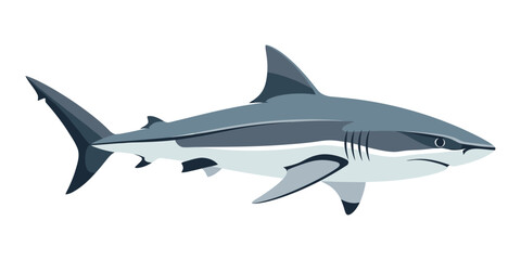Fototapeta premium Illustrative Representation of a Grey Shark, a Majestic Marine Predator Swimming in Deep Blue Waters