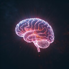 Digital hologram of an artificial intelligence brain.