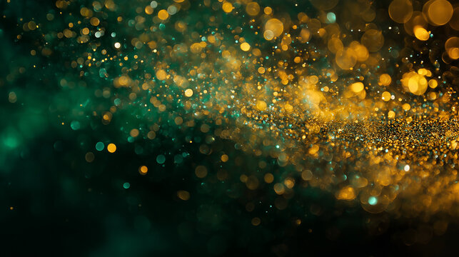 newyear. Golden and green festive sparkles illuminating the night sky, creating a celebratory abstract atmosphere. lifestyle magazines. - Powered by Adobe