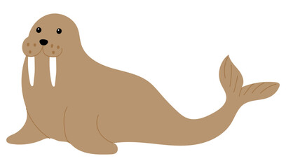 Walrus in flat style on white background.