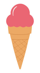 pink ice cream in cone simple cartoon vector illustration