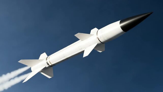 Missile rocket projectile flying &ndash; military weapon aerospace technology