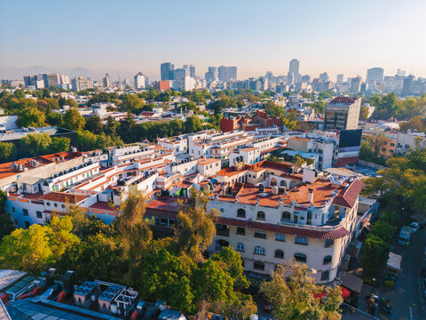 Aerial of Polanco neighborhood of Mexico City 