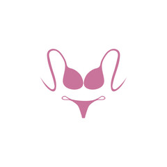 Women bikini flat vector illustration. Female stylish swimwear. Fashion swimsuit