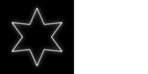 Obraz premium Glowing white neon star outline design on black and transparent backgrounds for modern digital art and graphic elements