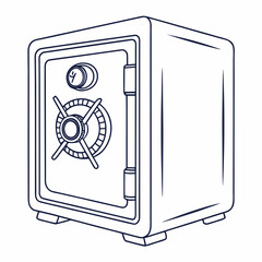 Illustration of a safe, a secure container used for protecting valuables from theft or damage, showcasing the locking mechanism isolated on