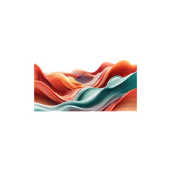 Vibrant abstract 3D flowing ribbon landscape with colorful wave formations creating dynamic artistic terrain pattern isolated on white background
