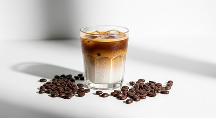 Iced Latte Coffee with Minimal Aestheti