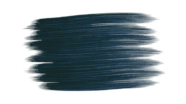 Dark blue paint brush stroke texture, abstract artistic background, creative design element, hand painted, isolated on transparent, modern and expressive style