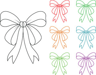 Fototapeta premium Elegant, feminine, colorful bow line art style.
