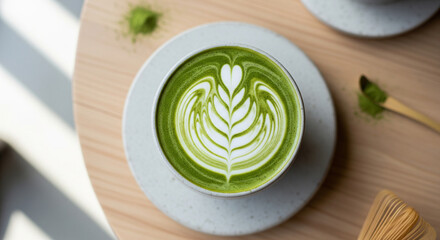 Matcha Latte with Latte Art