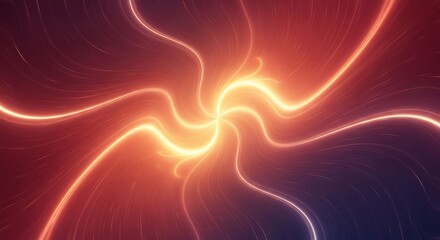 Abstract swirling glowing energy vortex with vibrant orange and red light trails in a dark cosmic background