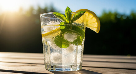 Refreshing Lemon Ice Drink with Mint
